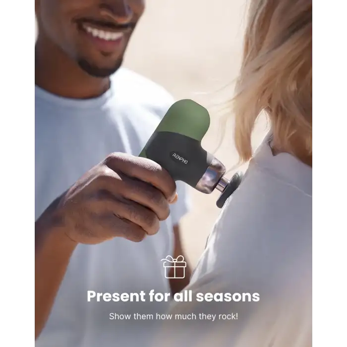 RENPHO Mini Isıtmalı Termal Masaj Cihazı, Derin Doku Perküsyon - Zeytin Yeşili