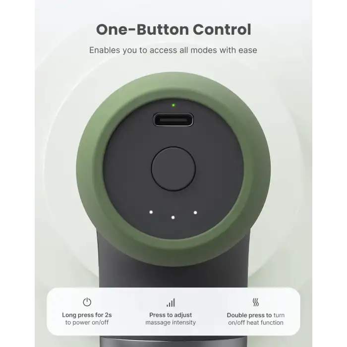 RENPHO Mini Isıtmalı Termal Masaj Cihazı, Derin Doku Perküsyon - Zeytin Yeşili