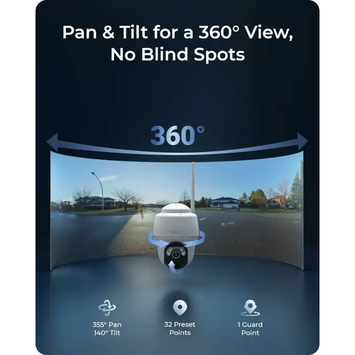 Reolink 4K Güneş Enerjili Güvenlik Kameraları Kablosuz Dış Mekan, Argus PT 4K