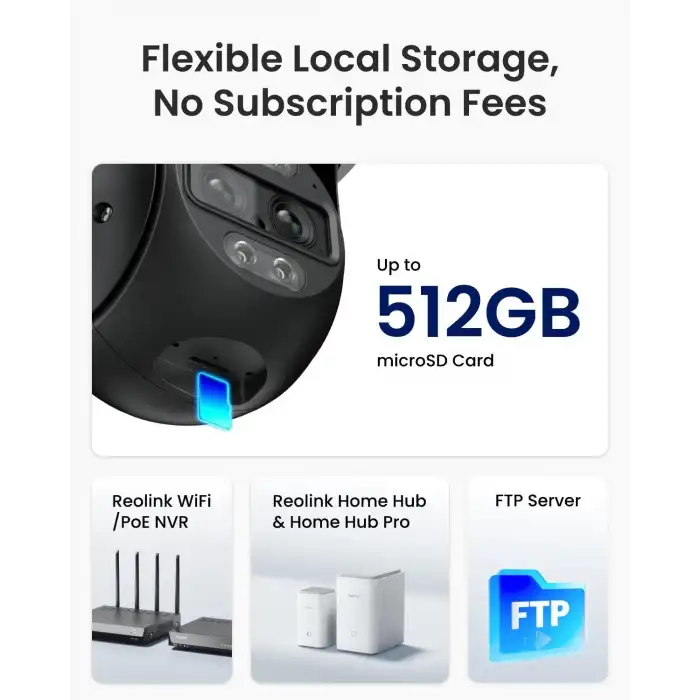 REOLINK 4K Kablolu WiFi Dış Mekan Kamerası, 8MP Çift Lensli 360 PTZ Kamera