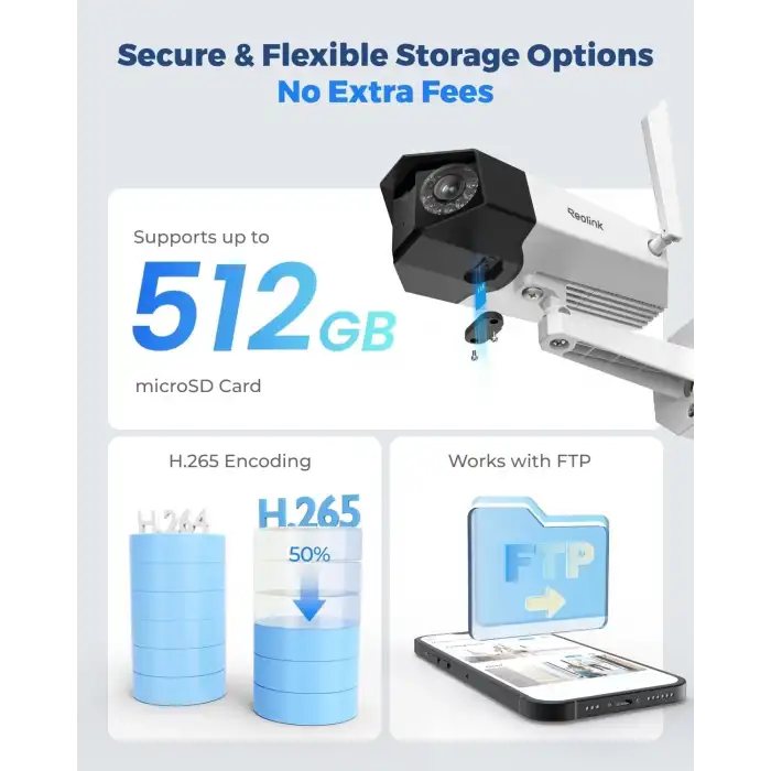 REOLINK 4K WiFi Güvenlik Kamerası, 180° Ultra Geniş Açı, Tak-Çalıştır