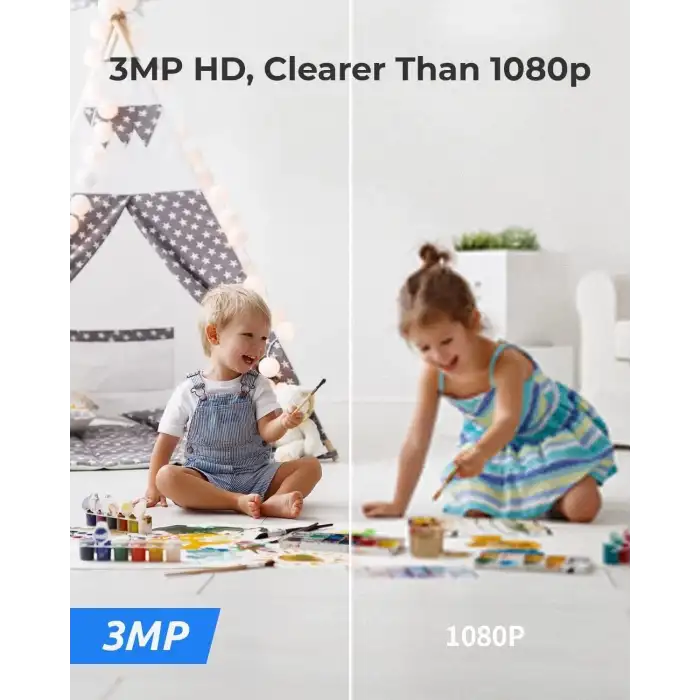 Reolink E1 2K İç Mekan Kamerası, Takılabilir 2.4G WiFi Güvenlik Kamerası Kablosuz