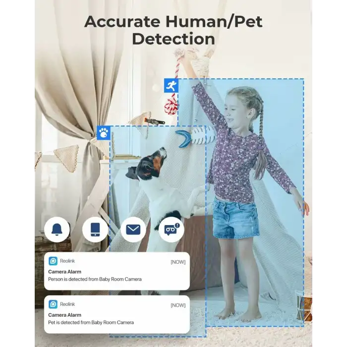 Reolink E1 2K İç Mekan Kamerası, Takılabilir 2.4G WiFi Güvenlik Kamerası Kablosuz