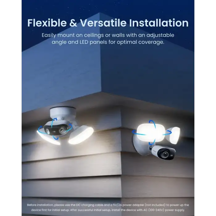 Reolink Elite Floodlight WiFi, 4K 8MP - 180 Derece Panoramik Kablolu Projektör Kamera