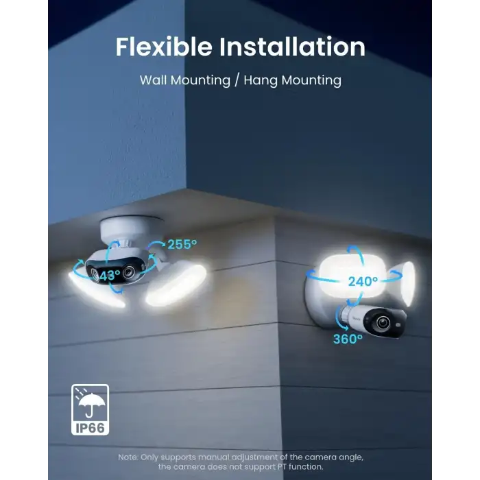 REOLINK Elite Pro Floodlight PoE, 16MP Çift Lensli PoE Güvenlik Kamerası, 180 Derece Görüş Açısı