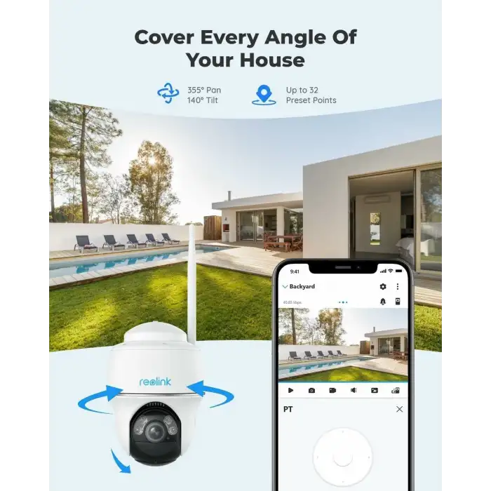 Reolink Güvenlik Kamerası Kablosuz Dış Mekan, Pan Tilt Güneş Enerjili