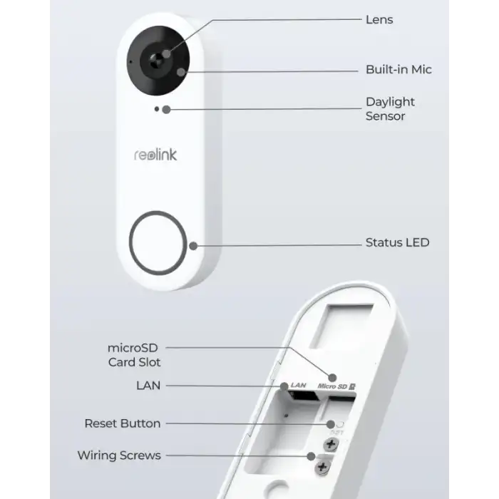 REOLINK Kapı Zili WiFi Kamera - Kablolu 5MP Dış Mekan Video Kapı Zili