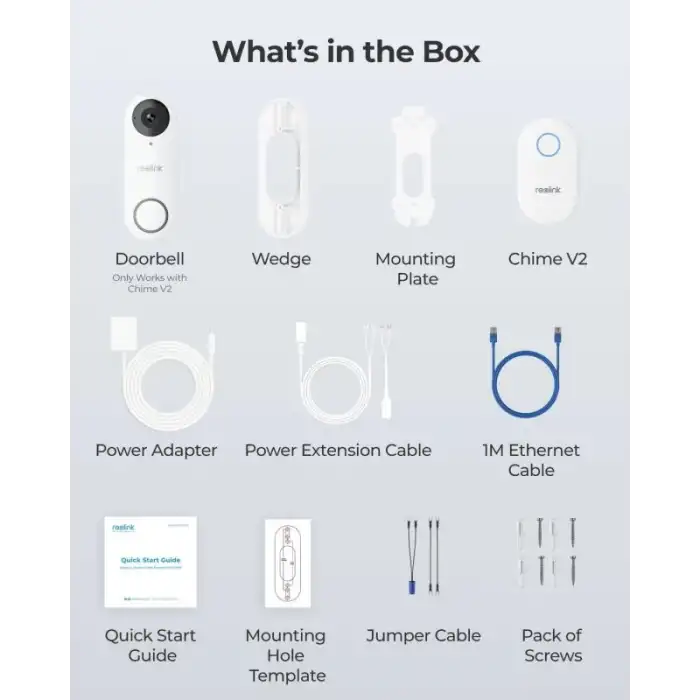 REOLINK Kapı Zili WiFi Kamera - Kablolu 5MP Dış Mekan Video Kapı Zili