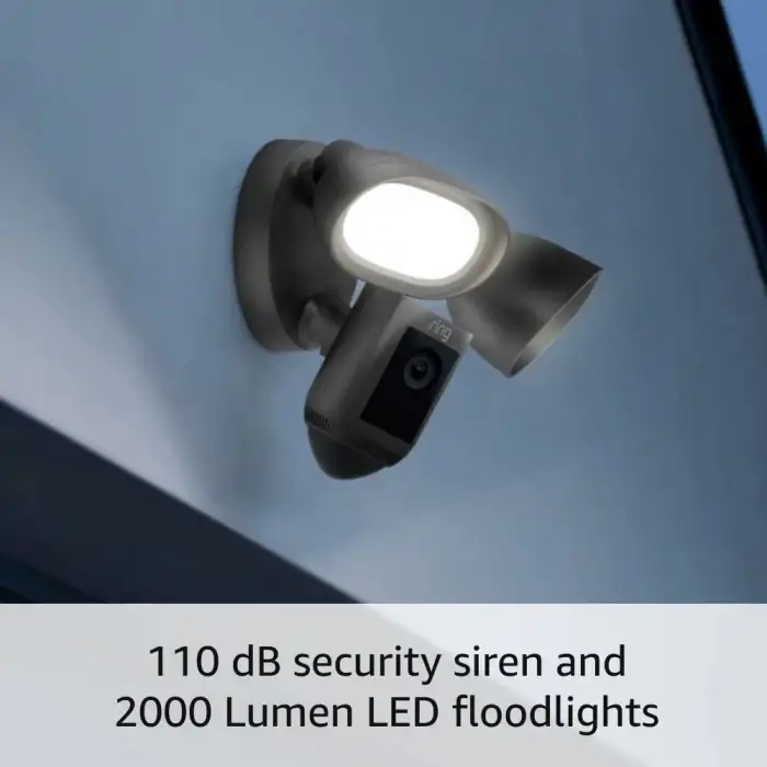 Ring Floodlight Cam Wired Pro Kuş Bakışı ve 3D Hareket Algılama, Grafit