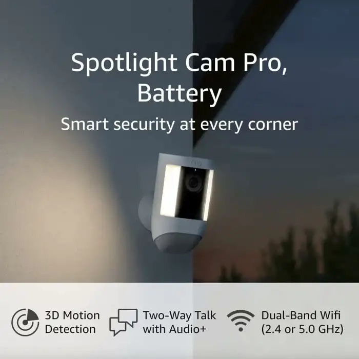 Ring Spotlight Cam Pro, Batarya - 3D Hareket Algılama, İki Yönlü Konuşma
