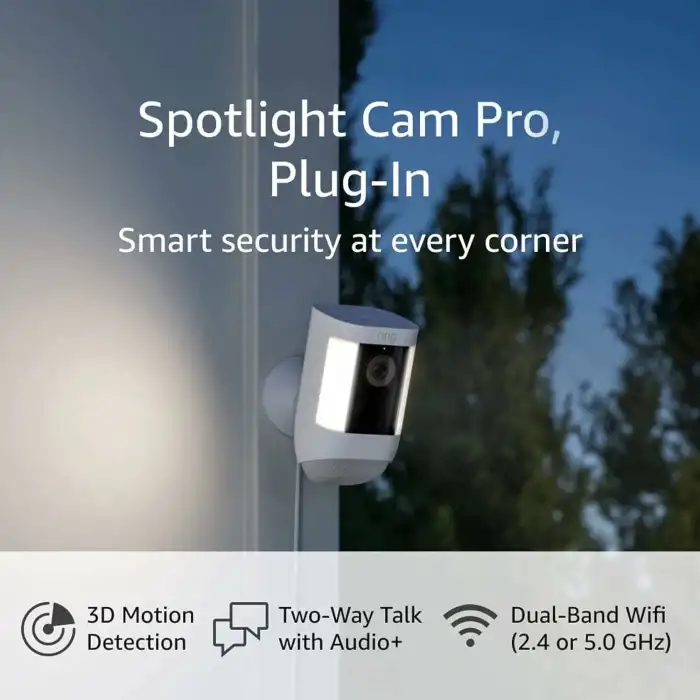 Ring Spotlight Cam Pro, Kablolu - 3D Hareket Algılama, İki Yönlü Konuşma