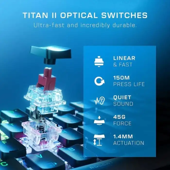 ROCCAT Pro Tenkeyless Lineer Optik Titan Switch PC Oyun Klavyesi