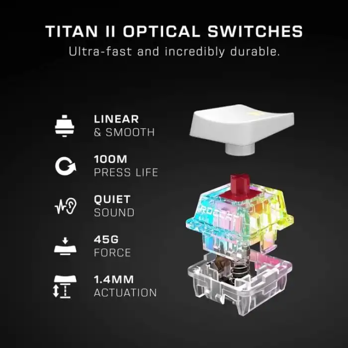 ROCCAT Pro Tenkeyless Lineer Optik Titan Switch PC Oyun Klavyesi