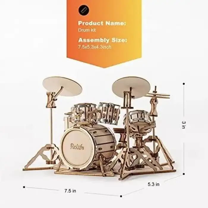 Rolife 3D Ahşap Yapbozlar Model Seti - Davul