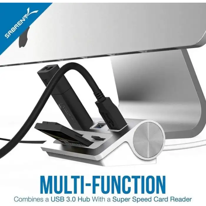 SABRENT 3 Bağlantı Noktalı Alüminyum USB 3.0 Hub ve Çoklu Kart Okuyucu (HB-MACR)