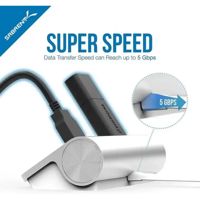 SABRENT 3 Bağlantı Noktalı Alüminyum USB 3.0 Hub ve Çoklu Kart Okuyucu (HB-MACR)