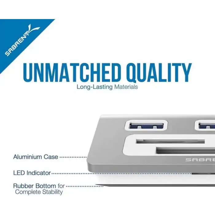 SABRENT 3 Bağlantı Noktalı Alüminyum USB 3.0 Hub ve Çoklu Kart Okuyucu (HB-MACR)