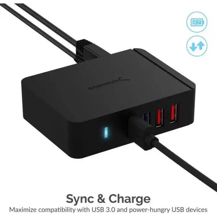 SABRENT Çok Bağlantı Noktalı USB 3.0 ve Şarj Hub (HB-U930)