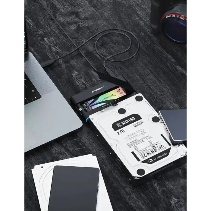 SABRENT USB 3.2 Type C M.2 PCIe NVMe + 2,5/3,5 İnç SSD ve HDD Dönüştürücü [DS-UCMH]