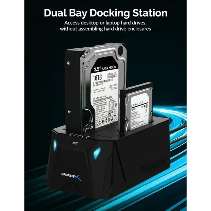 SABRENT USB C Bağlantı İstasyonu ve SSD ve HDD Çevrimdışı Klonlama (DS-UNHC)