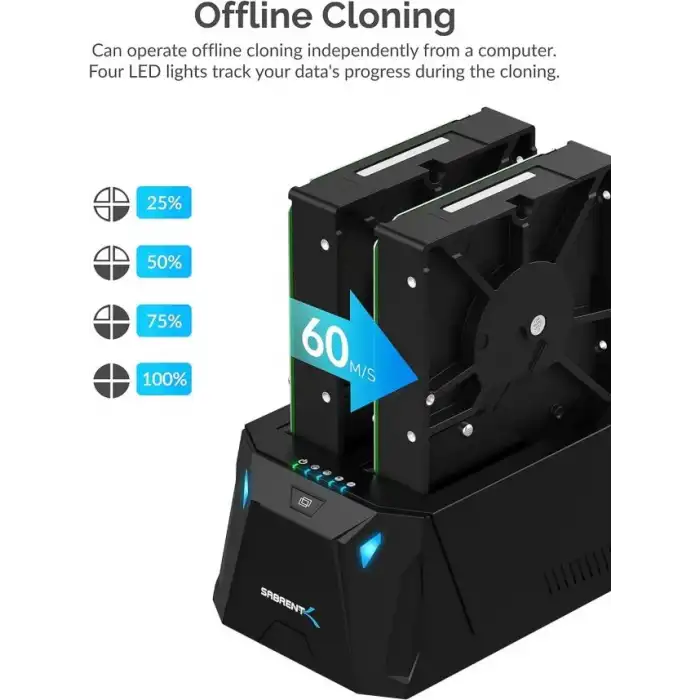 SABRENT USB C Bağlantı İstasyonu ve SSD ve HDD Çevrimdışı Klonlama (DS-UNHC)