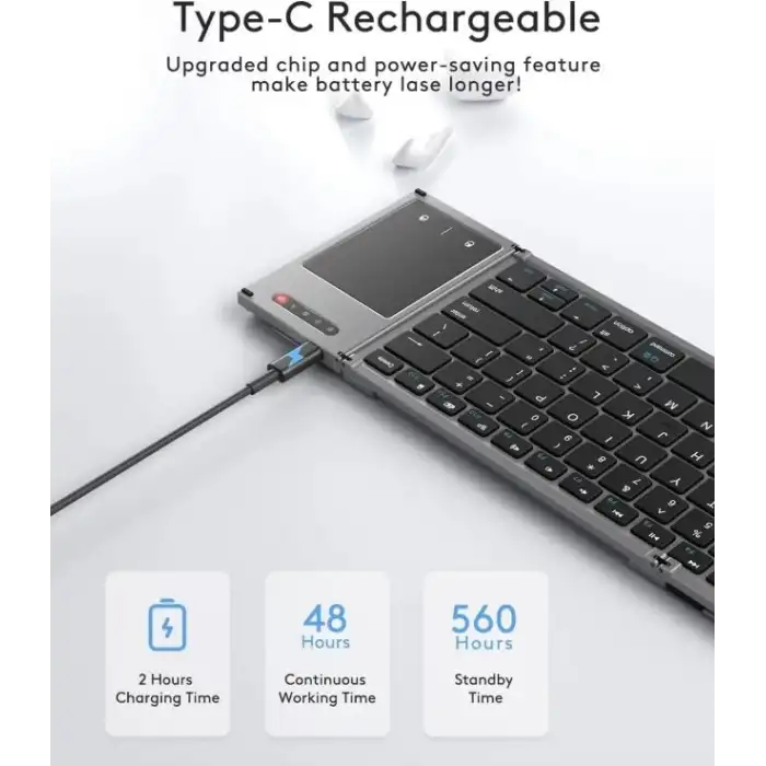 Samsers Dokunmatik Yüzeyli Katlanabilir Bluetooth Klavye