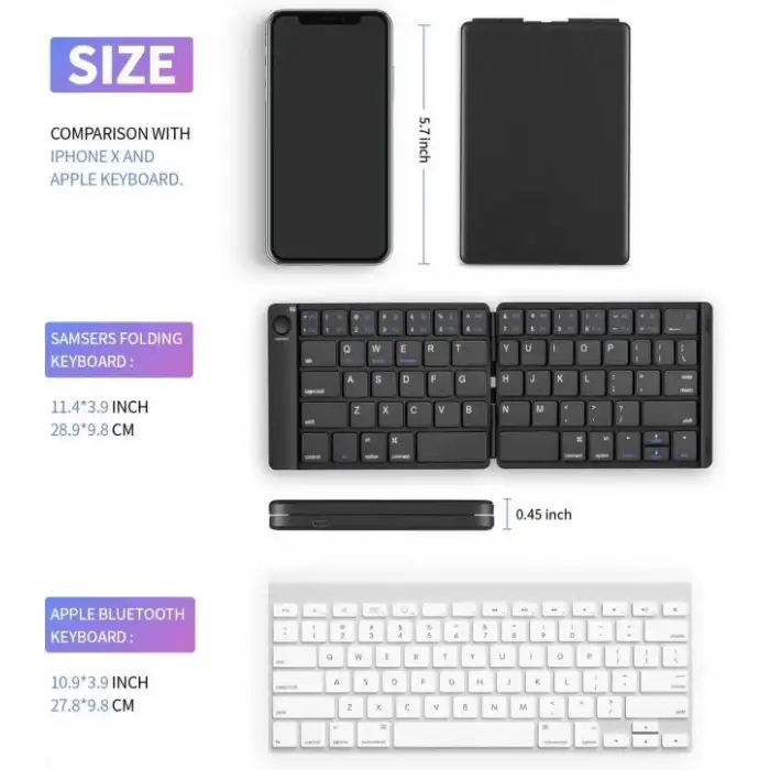 Samsers Katlanabilir Bluetooth Klavye (Stand Tutuculu)