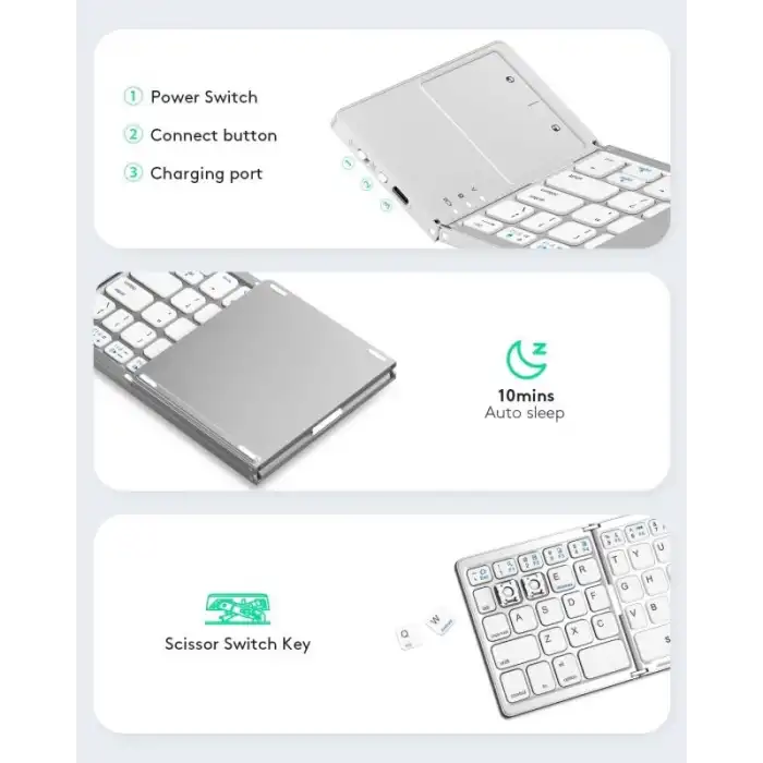 Samsers Touchpadli Katlanabilir Bluetooth Klavye