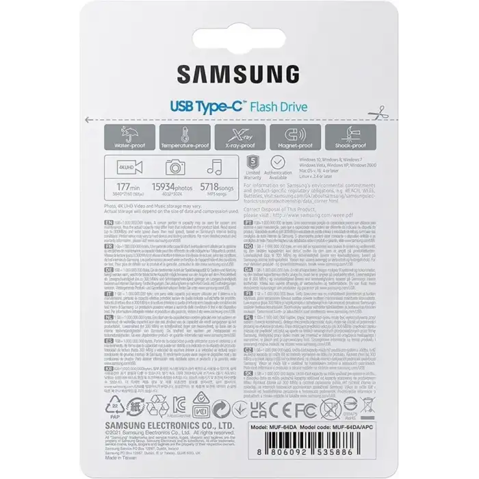 Samsung 300MB/s USB C Flash Bellek 64GB