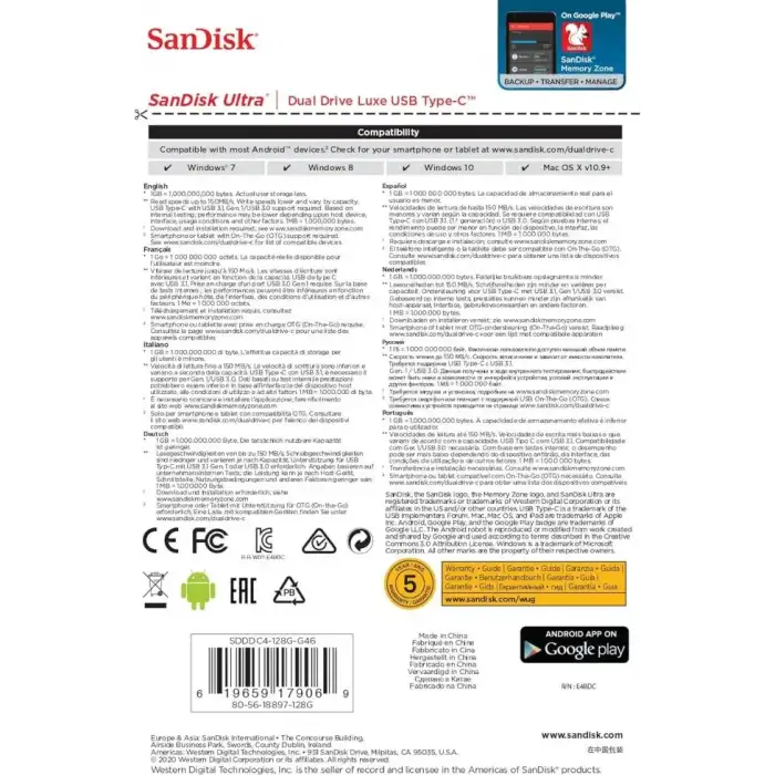 SanDisk Ultra Dual Drive Luxe USB Bellek
