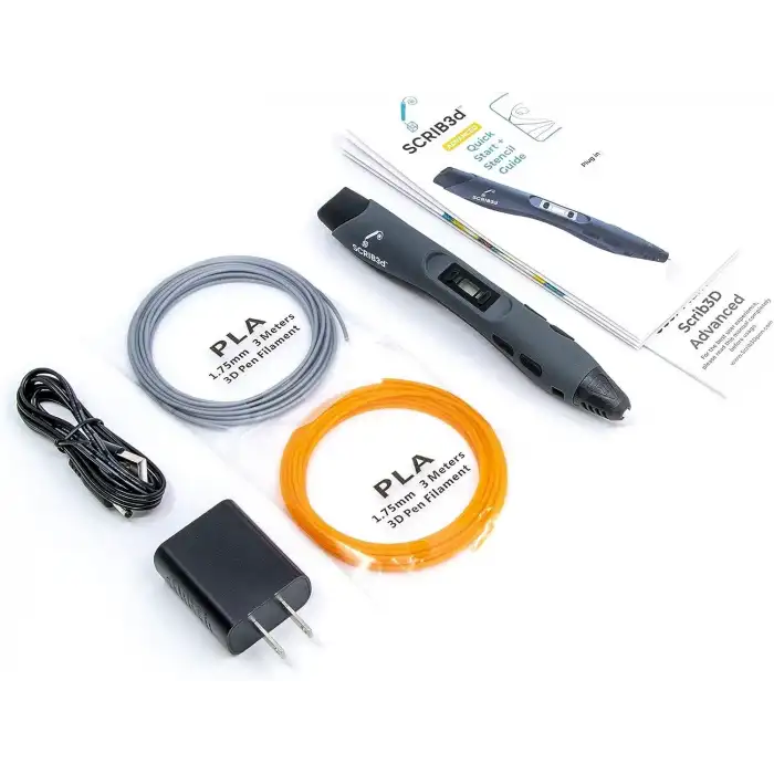 SCRIB3D Gelişmiş 3D Baskı Kalemi - 20 Feet Filament, Şablon Kitabı