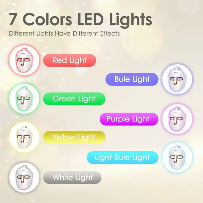 SDKWDH 7 Renk LED Yüz Maskesi - Mavi Kırmızı Işık Terapisi Maskesi