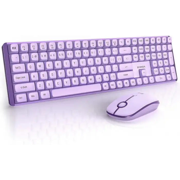 Seenda 2.4GHz Kablosuz Mekanik Klavye ve Mouse Kombosu - Mor