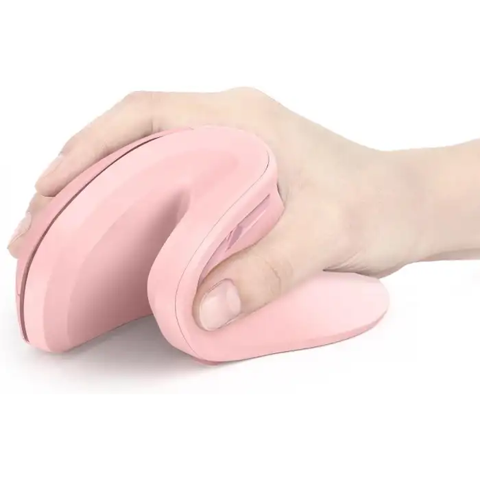 Seenda Ergonomik Kablosuz Dikey Mouse, Bluetooth 4.0+USB - Açık Pembe