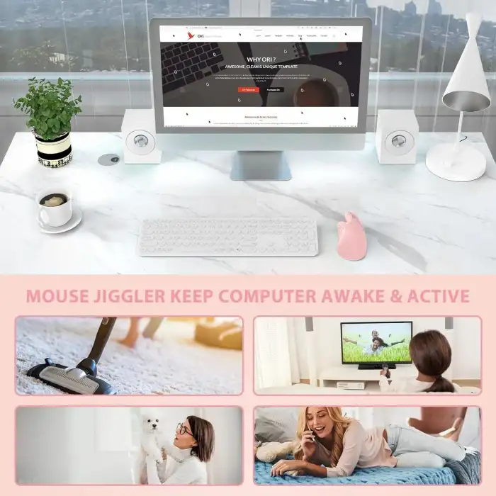 Seenda Ergonomik Kablosuz Dikey Mouse, Bluetooth 4.0+USB - Açık Pembe