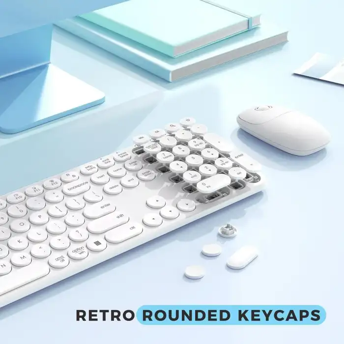 Seenda Kablosuz Klavye ve Mouse, USB ve Type-C - Beyaz