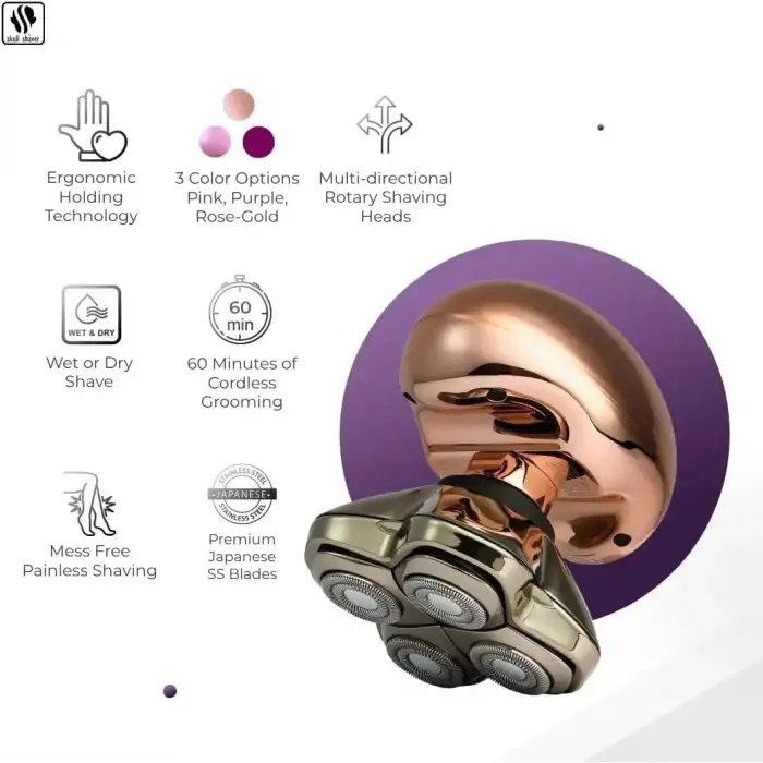 Skull Shaver Butterfly Kiss Pro (Rose Gold): Bikini, Bacak ve Vücut Tıraşı İçin