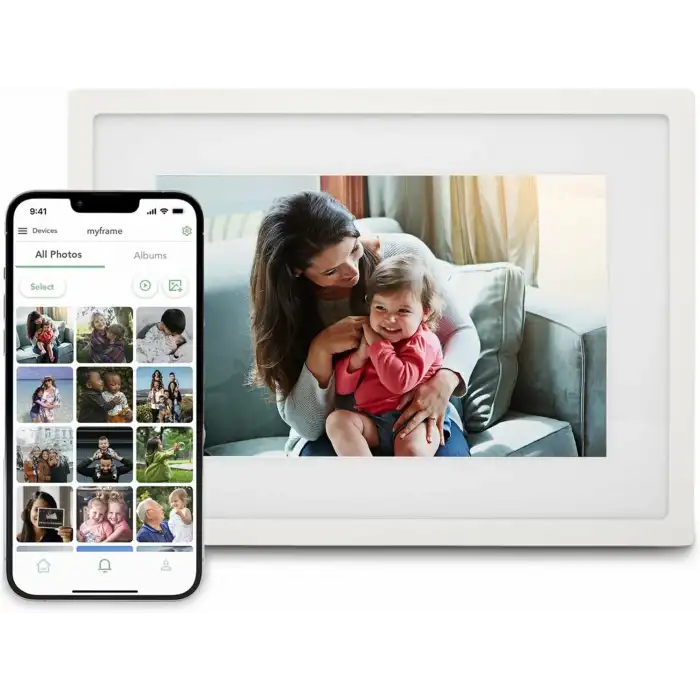 Skylight 10 Inc Dijital Resim Çerçevesi - Dokunmatik - Telefon Kontrollü, Beyaz