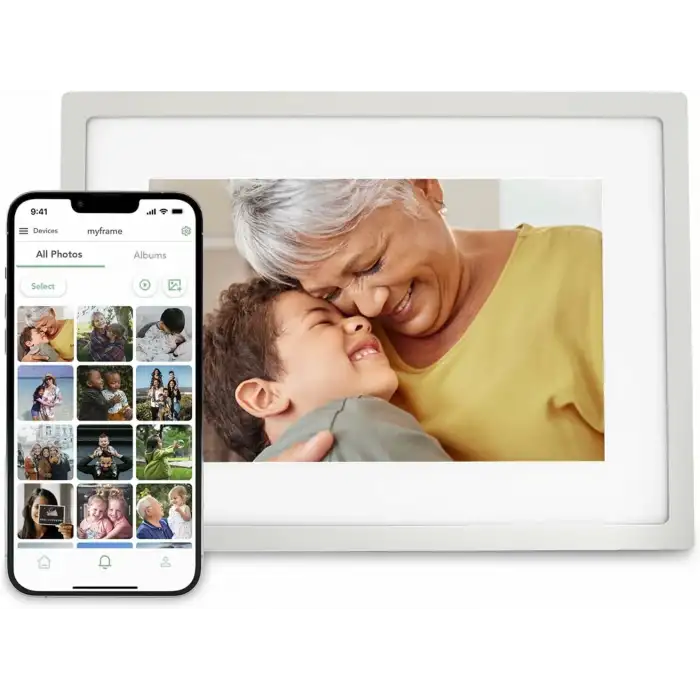 Skylight 10 Inc Dijital Resim Çerçevesi - Dokunmatik - Telefon Kontrollü, Gümüş