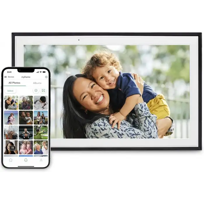 Skylight 15 Inc Dijital Resim Çerçevesi - Dokunmatik - Telefon Kontrollü, Siyah