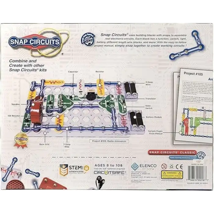 Snap Circuits Classic SC-300 8+ Çocuklar İçin STEM Elektronik Eğitici Oyuncak Seti