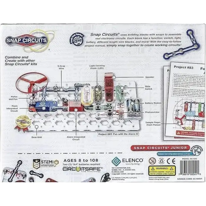 Snap Circuits Jr. SC-100 8+ Çocuklar İçin STEM Elektronik Eğitici Oyuncak Seti