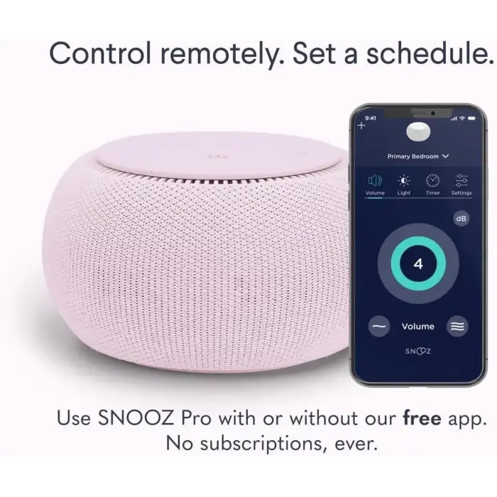 Snooz Pro - Akıllı Beyaz Gürültü Makinesi ve Seyahat Çantası - Pembe