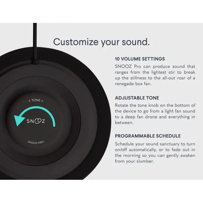 Snooz Pro - Akıllı Beyaz Gürültü Makinesi ve Seyahat Çantası - Siyah