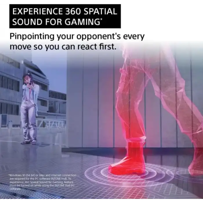Sony INZONE H5 Kablosuz Oyun Kulaklığı, 360 Derece Uzamsal Ses