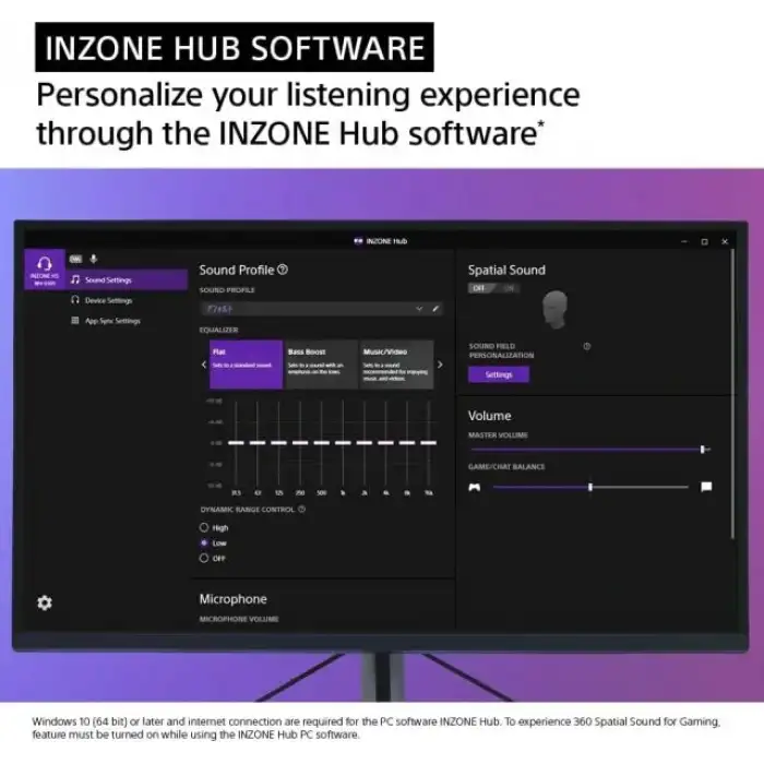 Sony INZONE H5 Kablosuz Oyun Kulaklığı, 360 Derece Uzamsal Ses