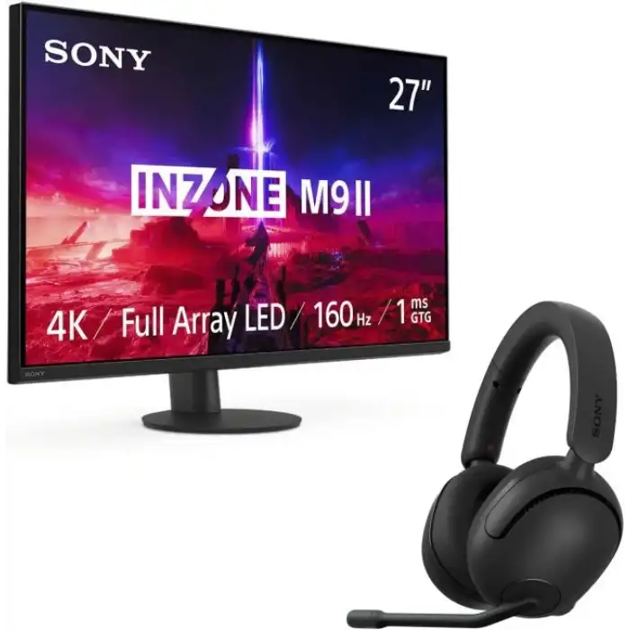 Sony INZONE H5 Kablosuz Oyun Kulaklığı H5 Kulaklık Siyah + M9II Monitör