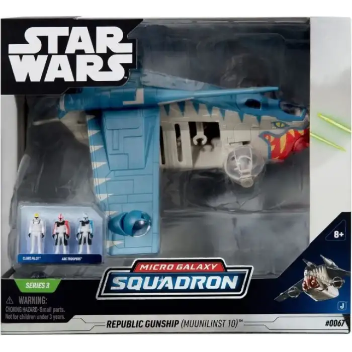 STAR WARS Galaxy Squadron Republic Gunship 3lü Figür