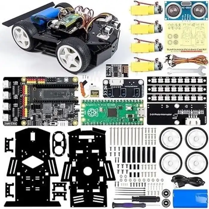 SunFounder Robot Araba Kiti Raspberry Pi Pico, Açık Kaynak, MicroPython