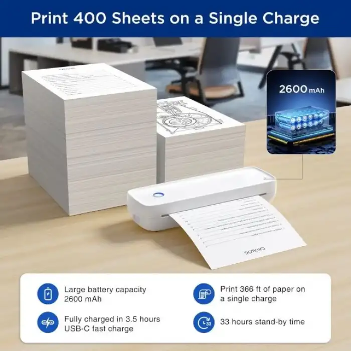 SUPVAN T200M Seyahat için Kablosuz Taşınabilir Yazıcı